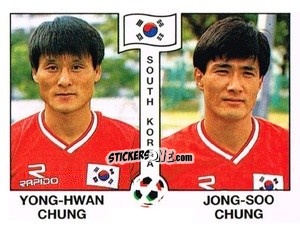 Sticker Yong-Hwan Chung / Jing-Soo Chung - Campeonato De Futebol Mundial 1990 n. 319 - Panini