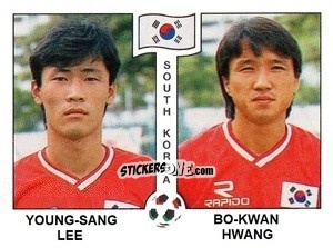 Sticker Young-Sang Lee / Bo-Kwan Hwang - Campeonato De Futebol Mundial 1990 n. 321 - Panini