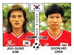 Sticker oo-Sung Kim / Soon-Ho Choi - Campeonato De Futebol Mundial 1990 n. 323 - Panini