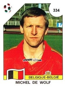 Sticker Michel De Wolf - Campeonato De Futebol Mundial 1990 n. 334 - Panini