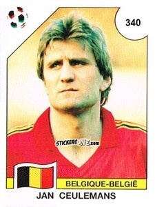 Sticker Jan Ceulemans - Campeonato De Futebol Mundial 1990 n. 340 - Panini
