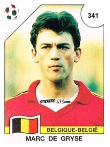 Figurina Marc De Gryse - Campeonato De Futebol Mundial 1990 n. 341 - Panini