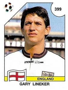 Sticker Gary Lineker - Campeonato De Futebol Mundial 1990 n. 399 - Panini