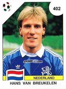 Sticker Hans Van Breukelen - Campeonato De Futebol Mundial 1990 n. 402 - Panini