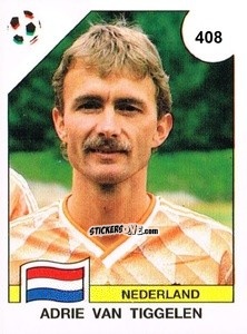 Sticker Adrie Van Tiggelen - Campeonato De Futebol Mundial 1990 n. 408 - Panini