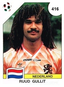 Sticker Ruud Gullit - Campeonato De Futebol Mundial 1990 n. 416 - Panini