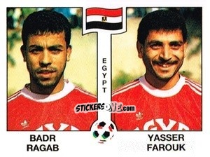 Sticker Badr Ragab / Yasser Farouk - Campeonato De Futebol Mundial 1990 n. 446 - Panini