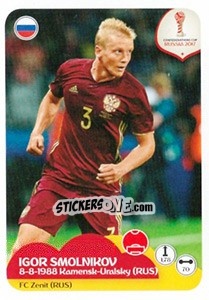 Sticker Igor Smolnikov - FIFA Confederation Cup Russia 2017 n. 38 - Panini