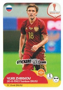 Sticker Yuri Zhirkov - FIFA Confederation Cup Russia 2017 n. 45 - Panini
