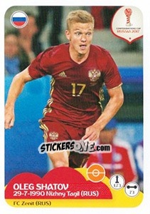 Sticker Oleg Shatov - FIFA Confederation Cup Russia 2017 n. 49 - Panini