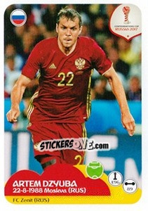 Sticker Artem Dzyuba - FIFA Confederation Cup Russia 2017 n. 57 - Panini