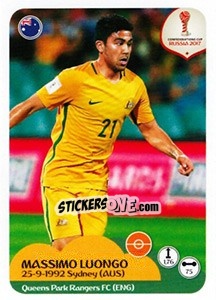Sticker Massimo Luongo - FIFA Confederation Cup Russia 2017 n. 220 - Panini