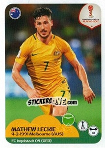 Sticker Mathew Leckie - FIFA Confederation Cup Russia 2017 n. 226 - Panini
