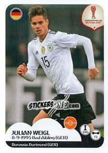 Sticker Julian Weigl - FIFA Confederation Cup Russia 2017 n. 242 - Panini