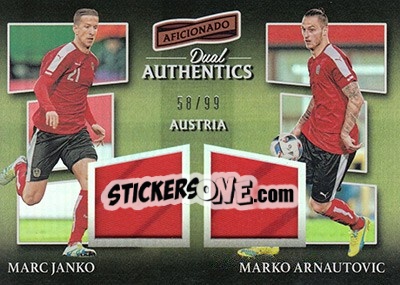 Sticker Marc Janko / Marko Arnautovic - Aficionado Soccer 2017 n. DA-2 - Panini