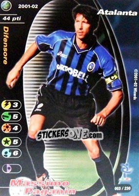 Sticker Massimo Paganin - Football Champions Italy 2001-2002 n. 3 - Wizards of The Coast
