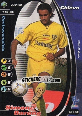 Sticker Simone Barone - Football Champions Italy 2001-2002 - Wizards of The Coast
