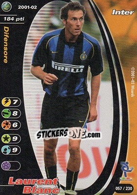 Sticker Laurent Blanc - Football Champions Italy 2001-2002 n. 57 - Wizards of The Coast