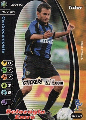 Sticker Belozoglu Emre - Football Champions Italy 2001-2002 n. 63 - Wizards of The Coast