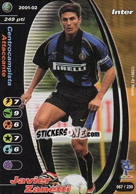 Sticker Javier Zanetti - Football Champions Italy 2001-2002 n. 67 - Wizards of The Coast
