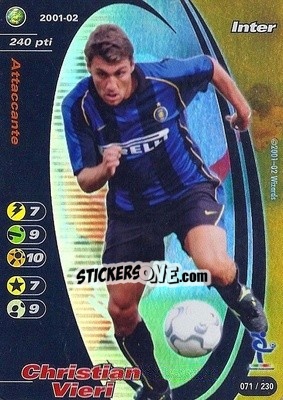 Sticker Christian Vieri - Football Champions Italy 2001-2002 - Wizards of The Coast