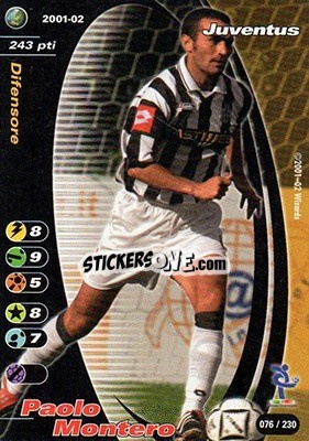 Sticker Paolo Montero - Football Champions Italy 2001-2002 n. 76 - Wizards of The Coast