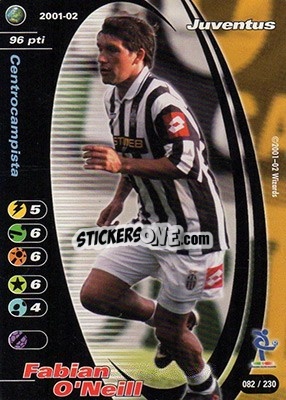Sticker Fabian O'Neill - Football Champions Italy 2001-2002 n. 82 - Wizards of The Coast