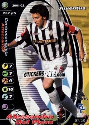Sticker Alessandro Del Piero - Football Champions Italy 2001-2002 n. 87 - Wizards of The Coast