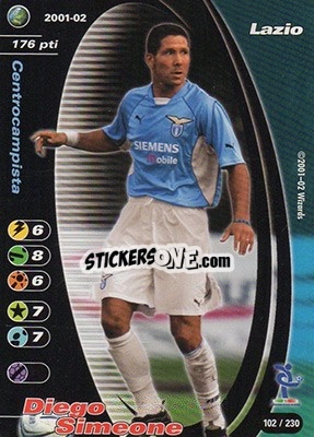 Sticker Diego Pablo Simeone - Football Champions Italy 2001-2002 - Wizards of The Coast