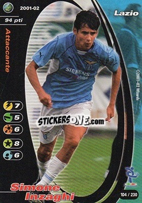 Sticker Simone Inzaghi - Football Champions Italy 2001-2002 n. 104 - Wizards of The Coast
