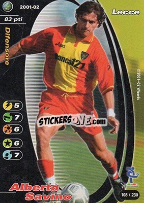 Sticker Alberto Savino - Football Champions Italy 2001-2002 n. 108 - Wizards of The Coast