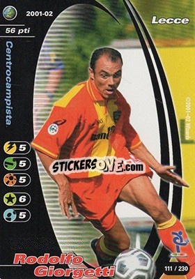 Sticker Rodolfo Giorgetti - Football Champions Italy 2001-2002 n. 111 - Wizards of The Coast