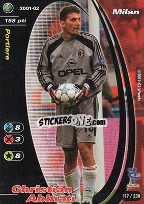 Sticker Christian Abbiati - Football Champions Italy 2001-2002 n. 117 - Wizards of The Coast