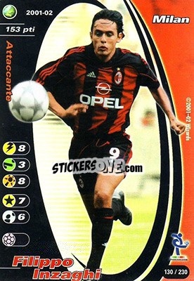 Sticker Filippo Inzaghi - Football Champions Italy 2001-2002 n. 130 - Wizards of The Coast