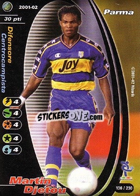 Sticker Martin Djetou - Football Champions Italy 2001-2002 n. 136 - Wizards of The Coast