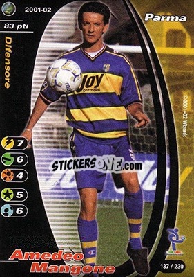 Figurina Amedeo Mangone - Football Champions Italy 2001-2002 - Wizards of The Coast