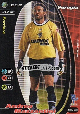 Sticker Andrea Mazzantini - Football Champions Italy 2001-2002 n. 149 - Wizards of The Coast