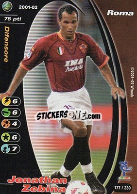 Sticker Jonathan Zebina - Football Champions Italy 2001-2002 n. 177 - Wizards of The Coast