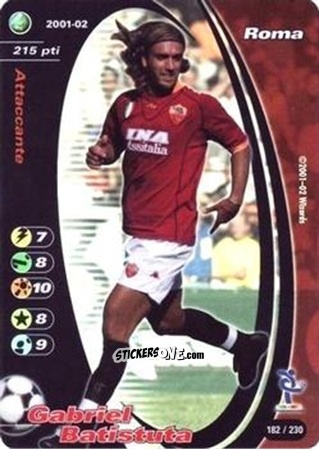 Figurina Gabriel Omar Batistuta - Football Champions Italy 2001-2002 n. 182 - Wizards of The Coast