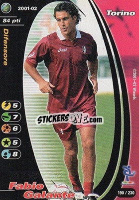 Sticker Fabio Galante - Football Champions Italy 2001-2002 n. 190 - Wizards of The Coast