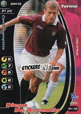 Sticker Diego De Ascentis - Football Champions Italy 2001-2002 - Wizards of The Coast