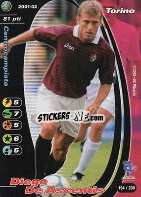 Sticker Diego De Ascentis - Football Champions Italy 2001-2002 n. 194 - Wizards of The Coast