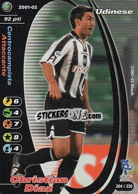 Sticker Christian Diaz - Football Champions Italy 2001-2002 n. 204 - Wizards of The Coast