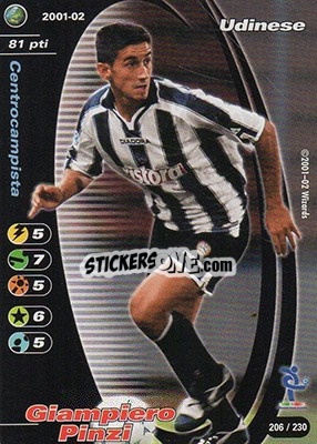 Sticker Giampiero Pinzi - Football Champions Italy 2001-2002 n. 206 - Wizards of The Coast