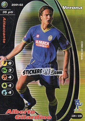 Sticker Alberto Gilardino - Football Champions Italy 2001-2002 n. 229 - Wizards of The Coast