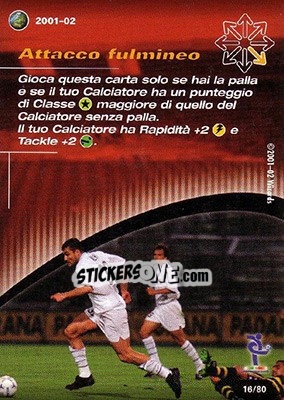 Sticker Attacco fulmineo - Football Champions Italy 2001-2002 n. T16 - Wizards of The Coast