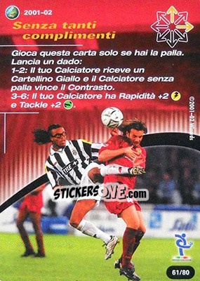 Sticker Senza tanti complimenti - Football Champions Italy 2001-2002 - Wizards of The Coast