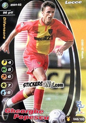 Sticker Gheorghe Popescu - Football Champions Italy 2001-2002 n. u46 - Wizards of The Coast