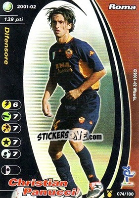 Sticker Christian Panucci - Football Champions Italy 2001-2002 n. u74 - Wizards of The Coast
