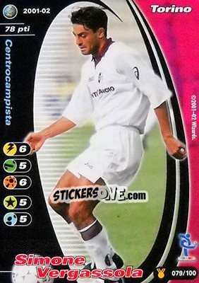 Sticker Simone Vergassola - Football Champions Italy 2001-2002 n. u79 - Wizards of The Coast